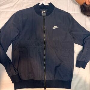 Nike Navy Blue Bomber Jacket with White Swoosh